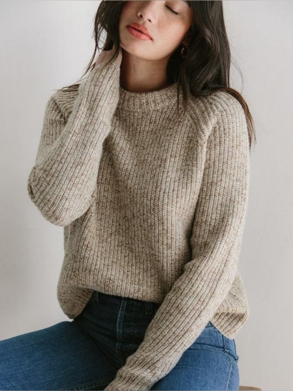 JENNI KAYNE Recycled Cashmere & Wool Cropped Fisherman Sweater Size Small VGUC